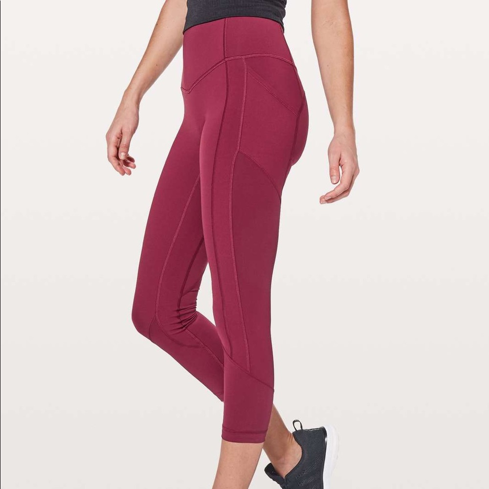 lululemon athletica Burgundy High-Rise Cropped Leggings